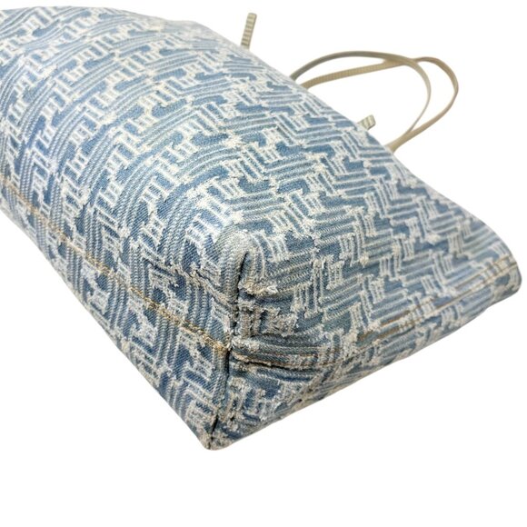 FENDI Vintage Zucca Monogram Denim Shoulder Tote Large Bag Blue FF Logo [106208] - Picture 9 of 16